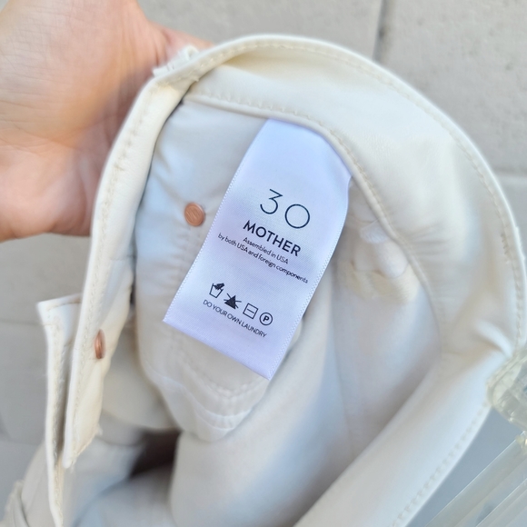 MOTHER | Faux Leather The Super Swooner in Wax On, Wax Off Egret Size 30 NEW - Picture 12 of 14